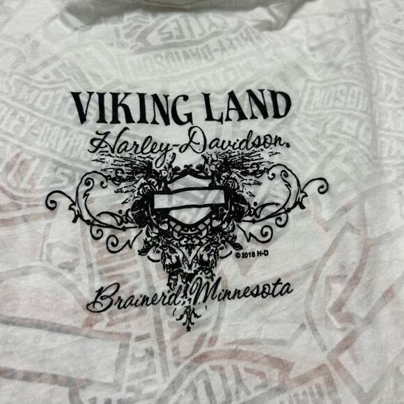 Harley Davidson Viking Land white heather tee. size L - Picture 4 of 4